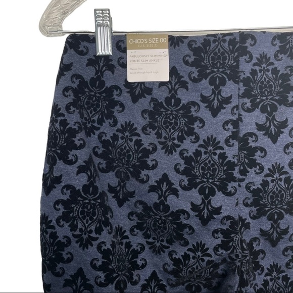 Chico’s Marseille Flocked Damask Ponte Pull On Ankle Pant NWT - Picture 7 of 13